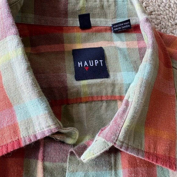 Haupt of Germany Men’s Plaid Shirt | Size M | Short Sleeve | 100% Cotton - Picture 2 of 9